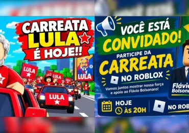 ‘Carreatas’ no Roblox para Flávio e Lula têm buzinaço, ‘bloquinho’ e até ‘showmício’ digital; conheça