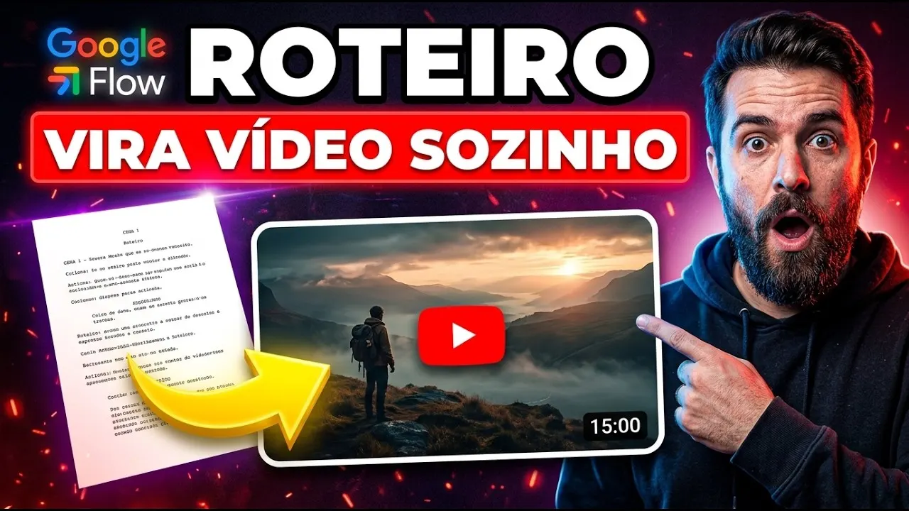 Criei uma ferramenta no Google Flow que transforma roteiro em vídeo longo sozinha